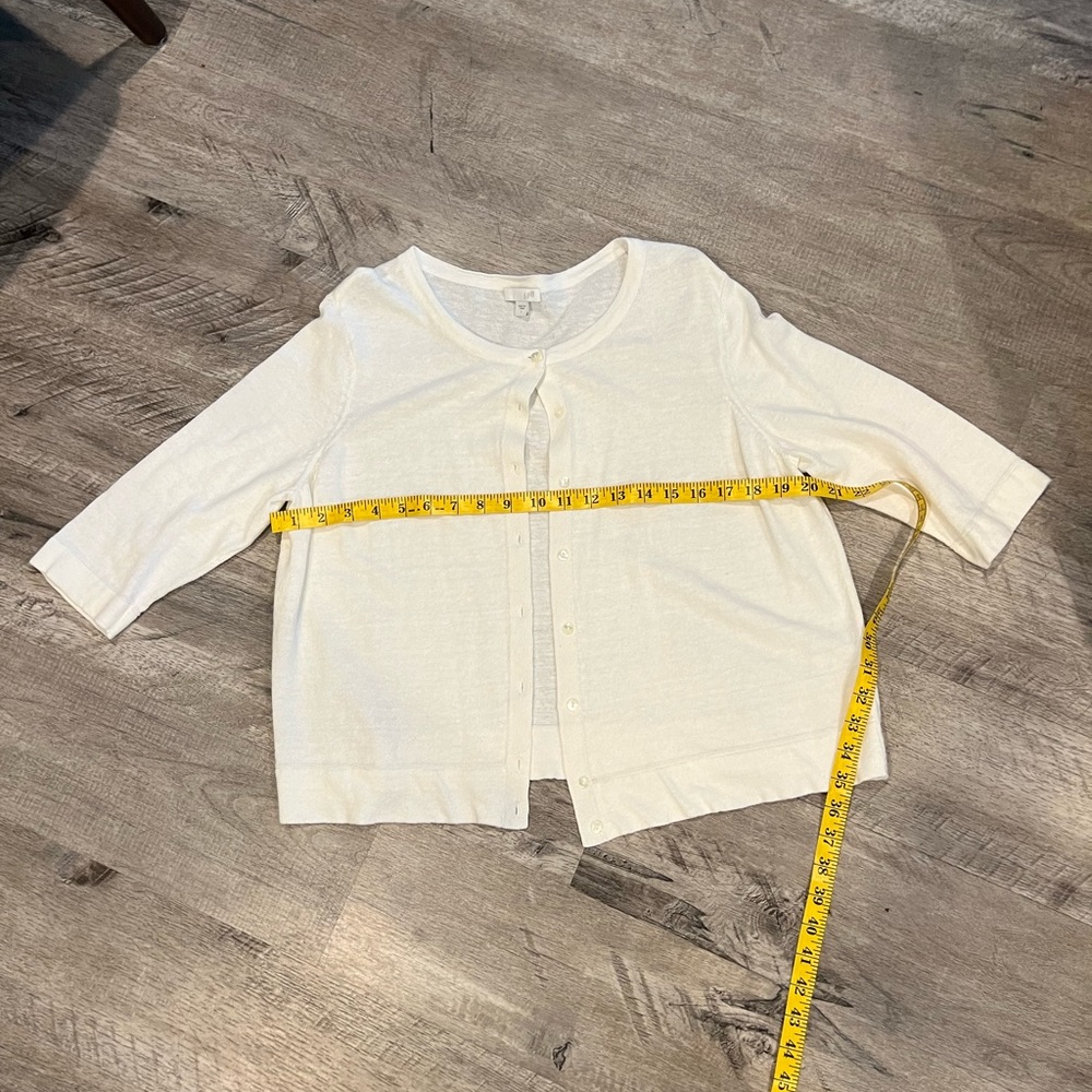 JJill button up quarter sleeve cream cardigan, size large